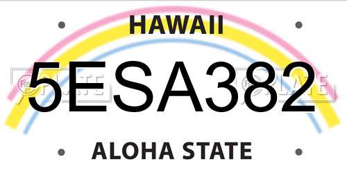 5ESA382 Hawaii License Plate
