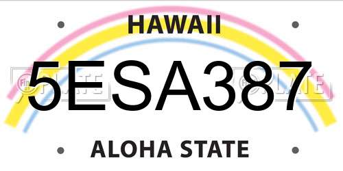 5ESA387 Hawaii License Plate