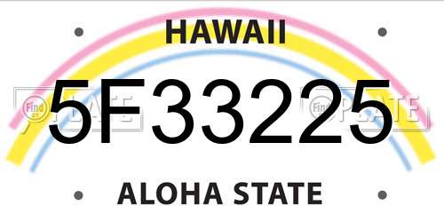 5F33225 Hawaii License Plate