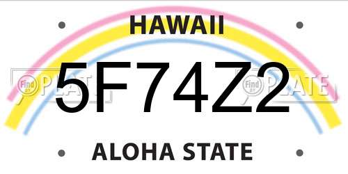 5F74Z2 Hawaii License Plate
