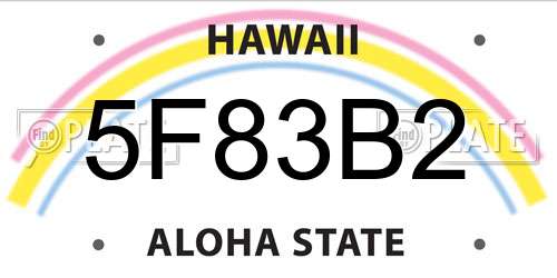 5F83B2 Hawaii License Plate