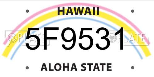 5F9531 Hawaii License Plate