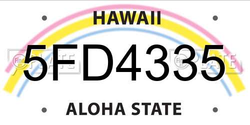 5FD4335 Hawaii License Plate