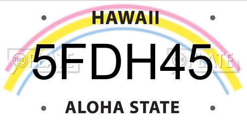 5FDH45 Hawaii License Plate