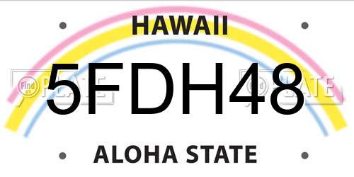 5FDH48 Hawaii License Plate