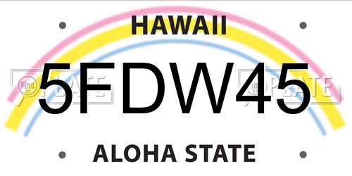 5FDW45 Hawaii License Plate