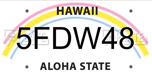 5FDW48 Hawaii License Plate