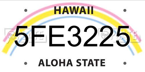 5FE3225 Hawaii License Plate