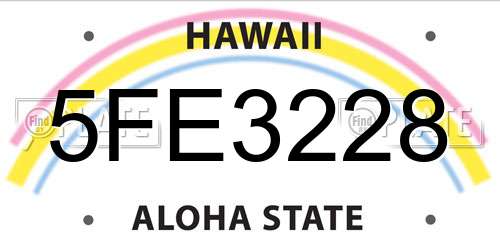 5FE3228 Hawaii License Plate