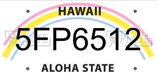 5FP6512 Hawaii License Plate