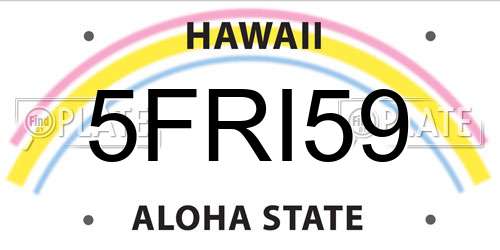 5FRI59 Hawaii License Plate