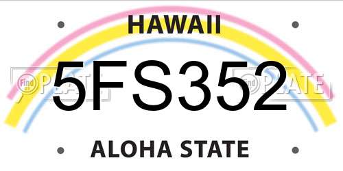 5FS352 Hawaii License Plate