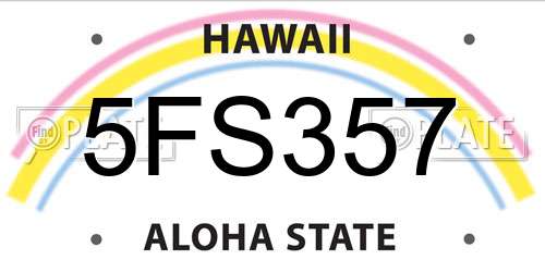 5FS357 Hawaii License Plate