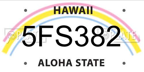 5FS382 Hawaii License Plate