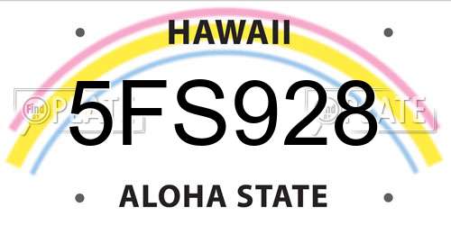 5FS928 Hawaii License Plate