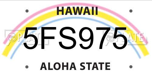 5FS975 Hawaii License Plate