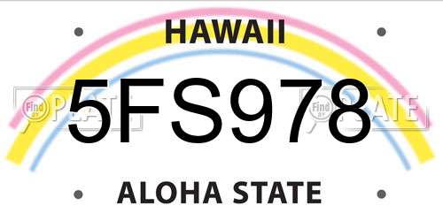 5FS978 Hawaii License Plate