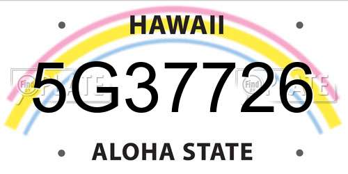 5G37726 Hawaii License Plate