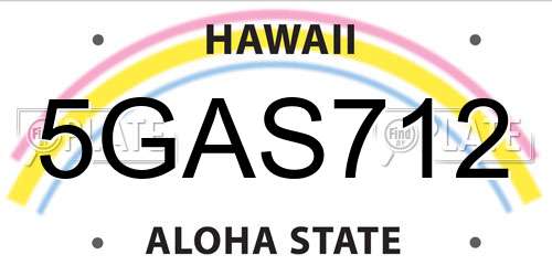 5GAS712 Hawaii License Plate