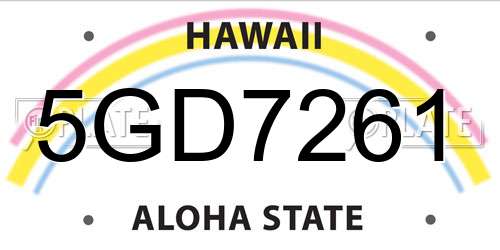 5GD7261 Hawaii License Plate