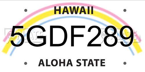 5GDF289 Hawaii License Plate