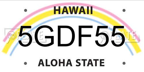 5GDF55 Hawaii License Plate