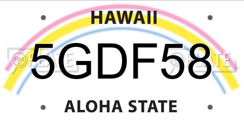 5GDF58 Hawaii License Plate