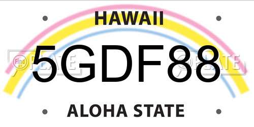 5GDF88 Hawaii License Plate