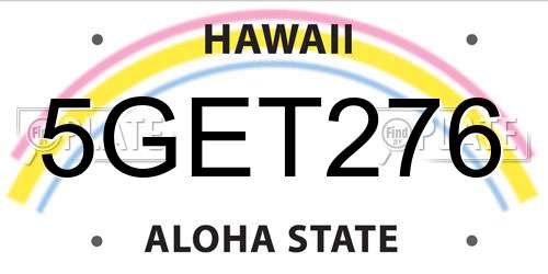 5GET276 Hawaii License Plate