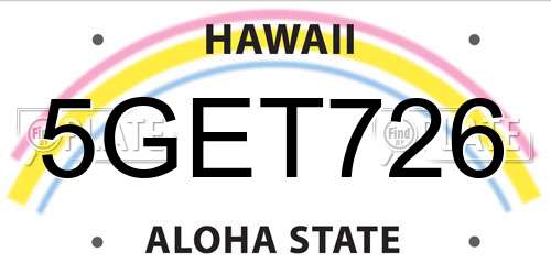 5GET726 Hawaii License Plate