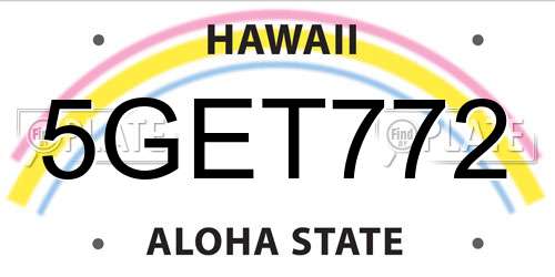 5GET772 Hawaii License Plate