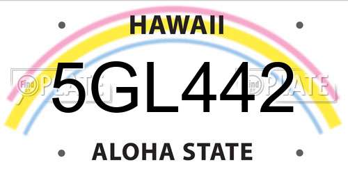 5GL442 Hawaii License Plate