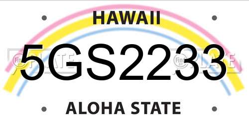 5GS2233 Hawaii License Plate