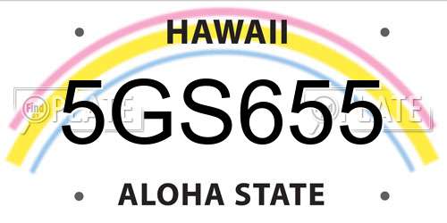 5GS655 Hawaii License Plate