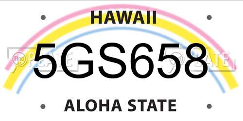 5GS658 Hawaii License Plate