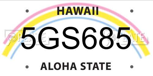5GS685 Hawaii License Plate