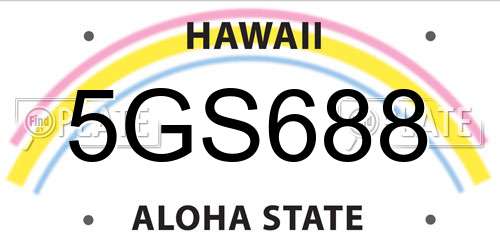 5GS688 Hawaii License Plate