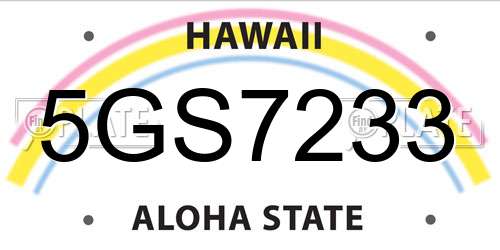 5GS7233 Hawaii License Plate
