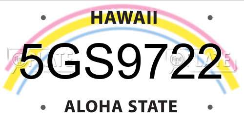 5GS9722 Hawaii License Plate