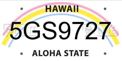 5GS9727 Hawaii License Plate