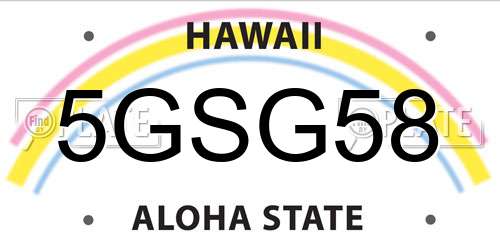 5GSG58 Hawaii License Plate