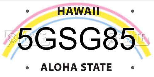 5GSG85 Hawaii License Plate