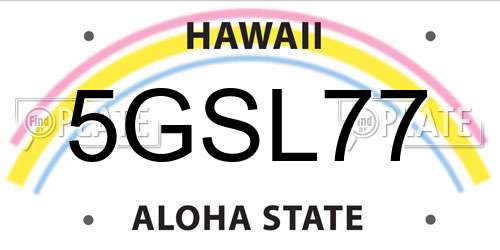 5GSL77 Hawaii License Plate