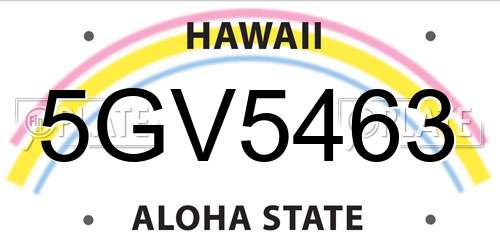 5GV5463 Hawaii License Plate