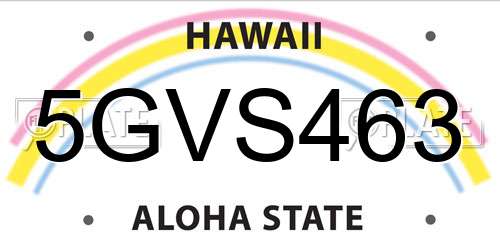 5GVS463 Hawaii License Plate