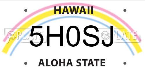 5H0SJ Hawaii License Plate