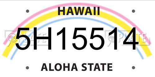 5H15514 Hawaii License Plate