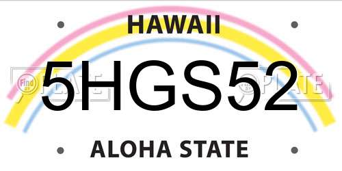 5HGS52 Hawaii License Plate