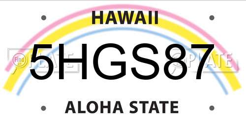 5HGS87 Hawaii License Plate