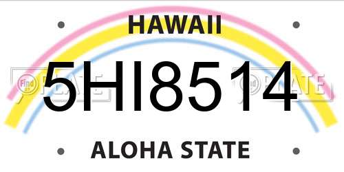 5HI8514 Hawaii License Plate